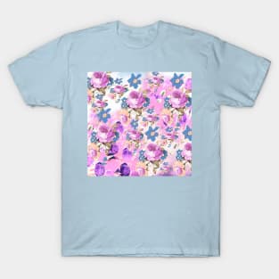 ROSES GIRLY PINK AND PURPLE PATTERN T-Shirt